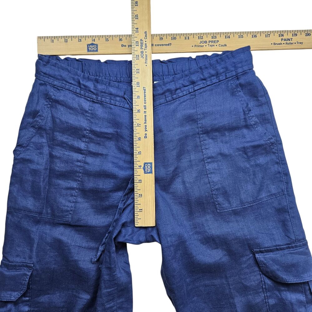 Tommy Bahama Womens Small Blue Linen Cargo Pants Drawstring Crop Summer Resort - Picture 6 of 10